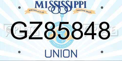 GZ85848 Mississippi License Plate