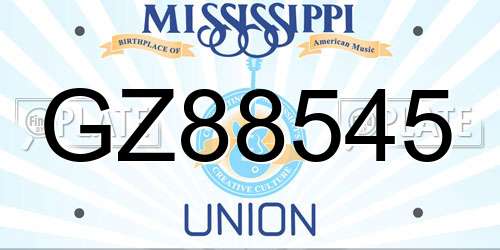 GZ88545 Mississippi License Plate