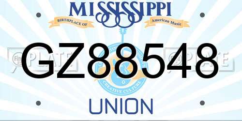 GZ88548 Mississippi License Plate