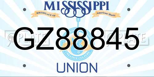 GZ88845 Mississippi License Plate