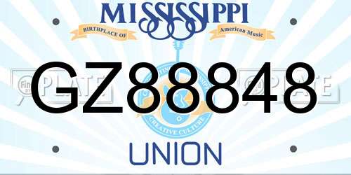 GZ88848 Mississippi License Plate