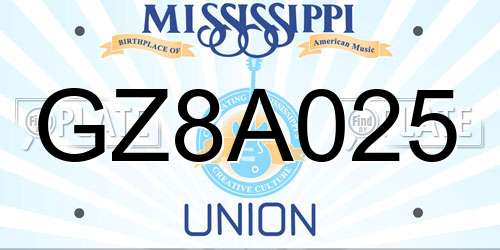 GZ8A025 Mississippi License Plate