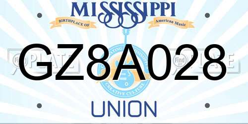 GZ8A028 Mississippi License Plate
