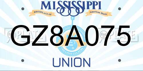 GZ8A075 Mississippi License Plate