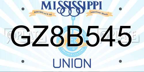 GZ8B545 Mississippi License Plate