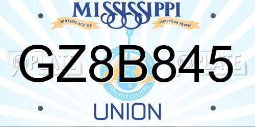 GZ8B845 Mississippi License Plate