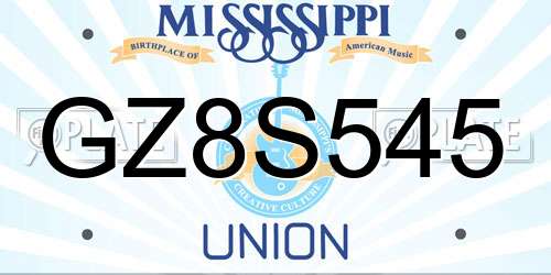 GZ8S545 Mississippi License Plate