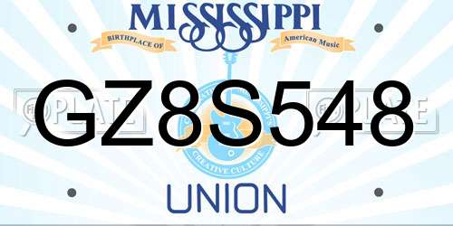 GZ8S548 Mississippi License Plate