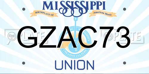 GZAC73 Mississippi License Plate