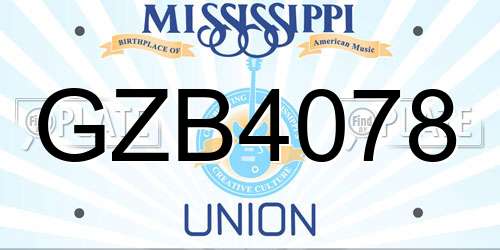 GZB4078 Mississippi License Plate