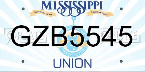 GZB5545 Mississippi License Plate