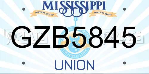 GZB5845 Mississippi License Plate