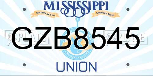 GZB8545 Mississippi License Plate