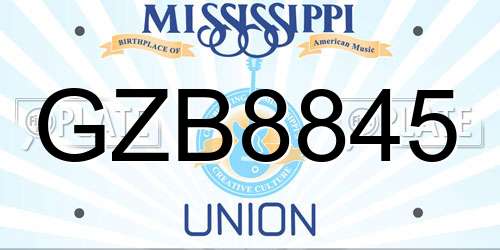 GZB8845 Mississippi License Plate