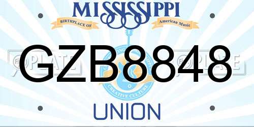 GZB8848 Mississippi License Plate