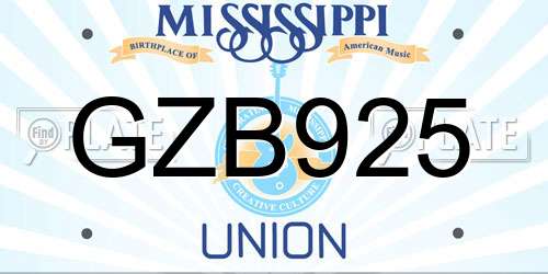 GZB925 Mississippi License Plate