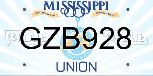 GZB928 Mississippi License Plate