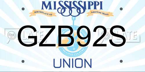 GZB92S Mississippi License Plate