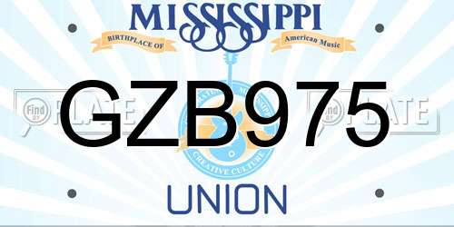 GZB975 Mississippi License Plate