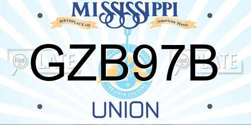GZB97B Mississippi License Plate