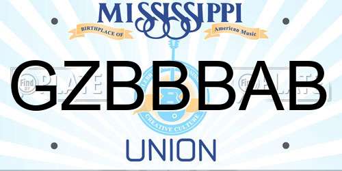 GZBBBAB Mississippi License Plate