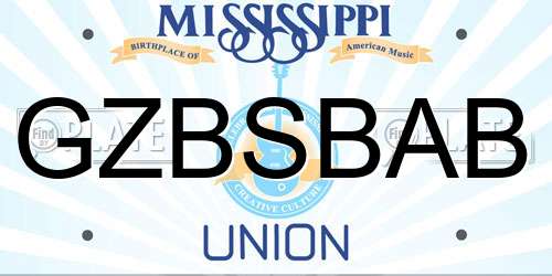 GZBSBAB Mississippi License Plate