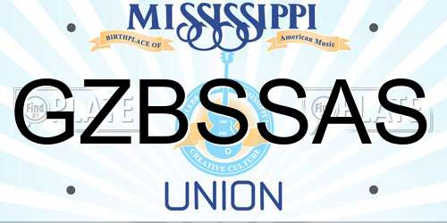 GZBSSAS Mississippi License Plate