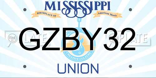 GZBY32 Mississippi License Plate