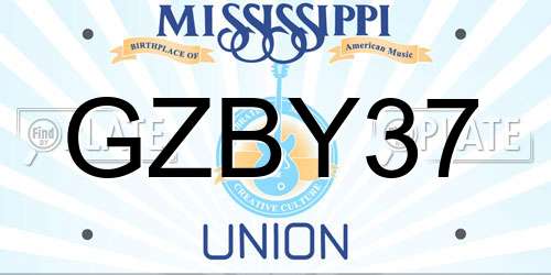 GZBY37 Mississippi License Plate