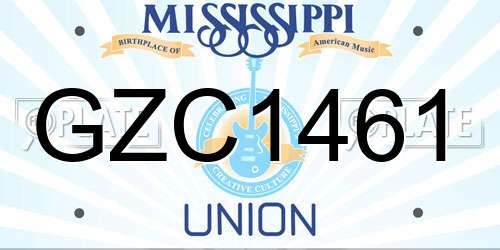 GZC1461 Mississippi License Plate