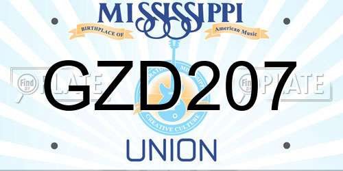 GZD207 Mississippi License Plate
