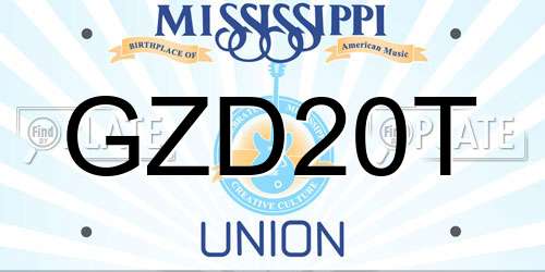 GZD20T Mississippi License Plate