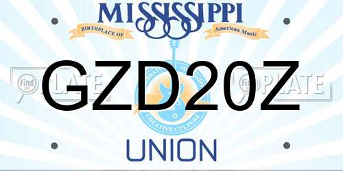 GZD20Z Mississippi License Plate