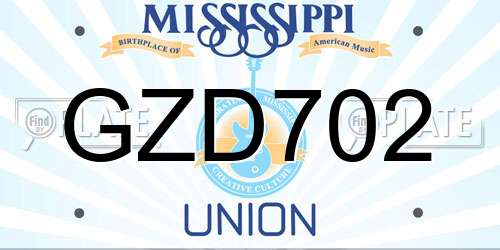 GZD702 Mississippi License Plate