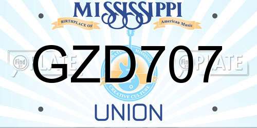 GZD707 Mississippi License Plate