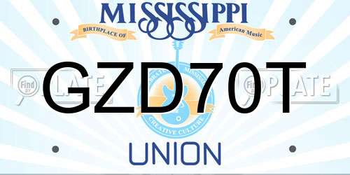 GZD70T Mississippi License Plate