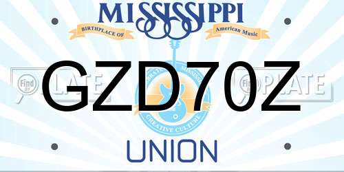 GZD70Z Mississippi License Plate