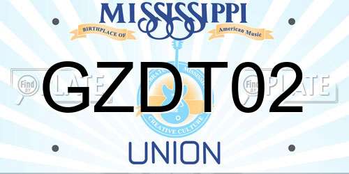 GZDT02 Mississippi License Plate