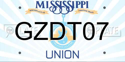 GZDT07 Mississippi License Plate
