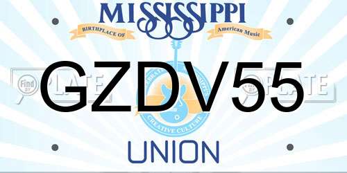 GZDV55 Mississippi License Plate