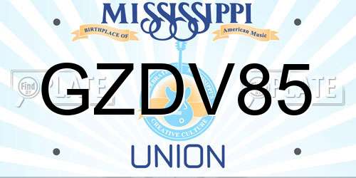 GZDV85 Mississippi License Plate