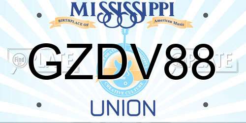 GZDV88 Mississippi License Plate