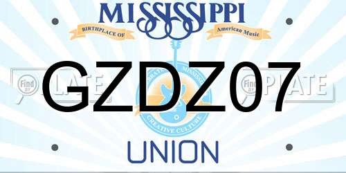 GZDZ07 Mississippi License Plate