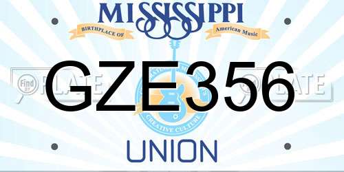 GZE356 Mississippi License Plate
