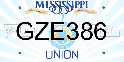 GZE386 Mississippi License Plate