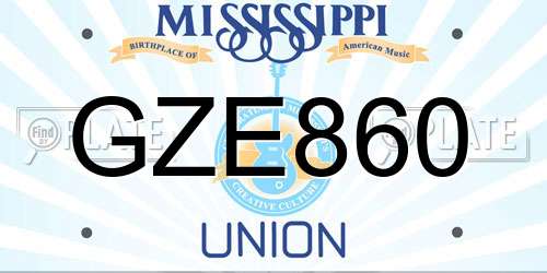 GZE860 Mississippi License Plate