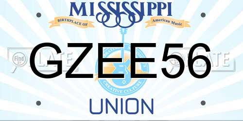 GZEE56 Mississippi License Plate