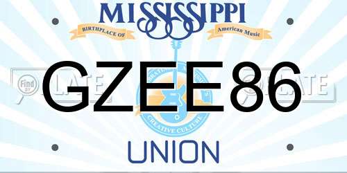 GZEE86 Mississippi License Plate