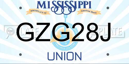 GZG28J Mississippi License Plate