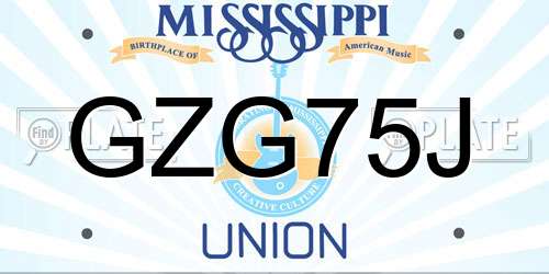 GZG75J Mississippi License Plate